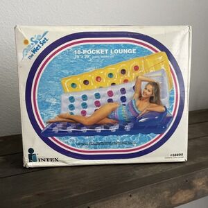 Vintage 1994 Intex 18 Pocket Lounge Pool Mattress 76"x29" White. Unused‎ In Box.